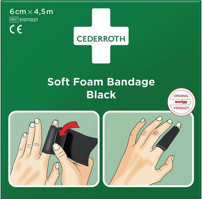 Actual product image Cederroth Plaster and bandage Soft Foam self-adhesive elastic, black Roll 6 cm x 4.5 m (1 x)