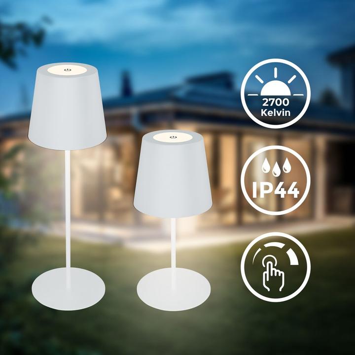 Actual product image B.K.Licht LED rechargeable table lamp, IP44, 2.5W, white