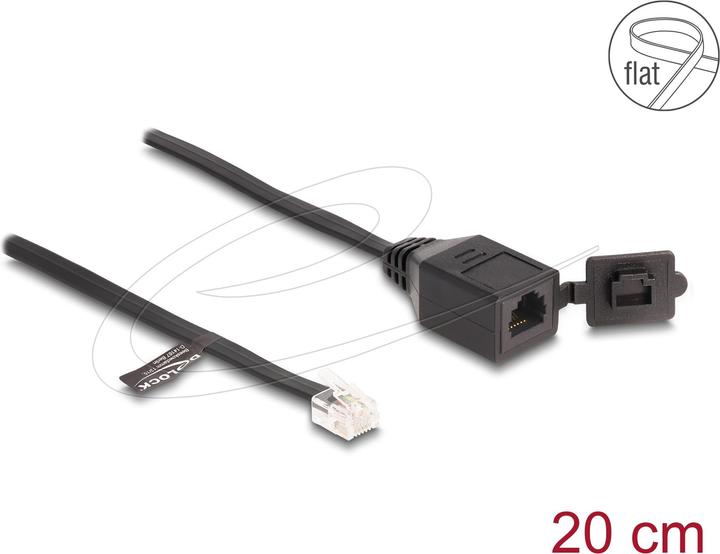 Actual product image Delock Cable RJ12 plug to RJ12 socket with sealing cap 20 cm black