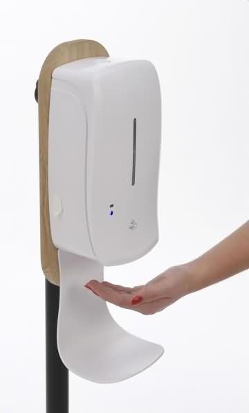 Actual product image Update Displays Disinfectant dispenser Vintage NoTouch oak wood/metal black