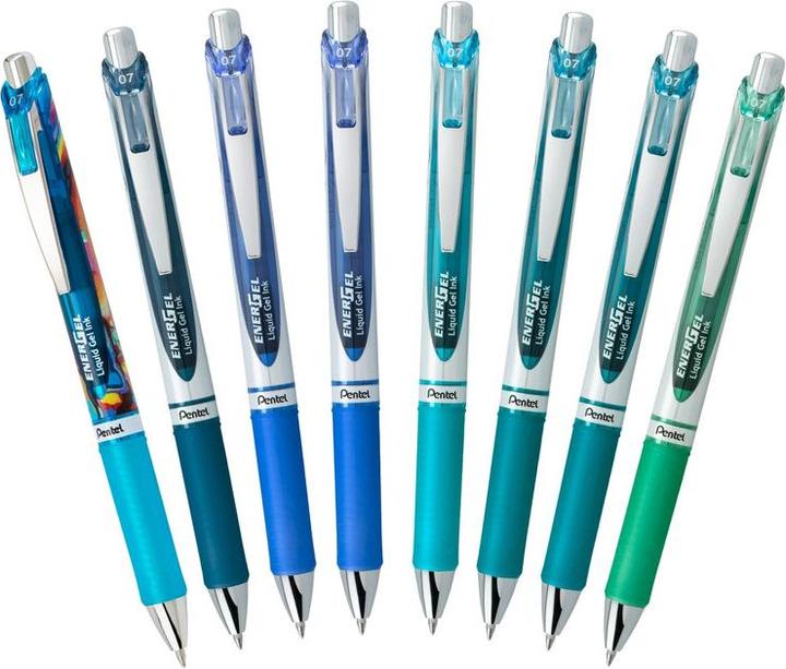 Actual product image Pentel EnerGel (Night blue, Blue, Aqua blue, Cyan, Teal, 8 x)