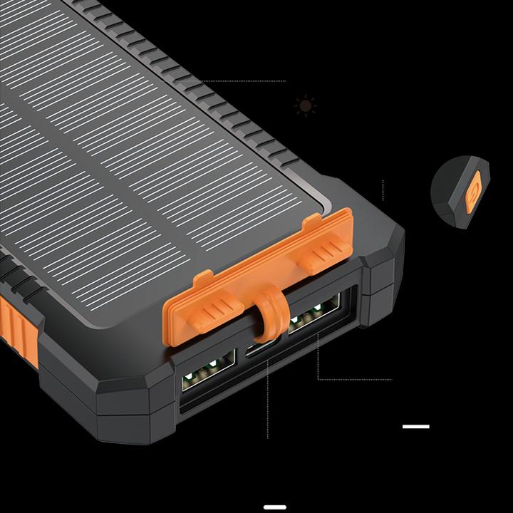 Actual product image LogiLink Solar Powerbank 6000 mAh, Flashlight, 2x USB-A (6000 mAh, 10 W, 10 Wh)
