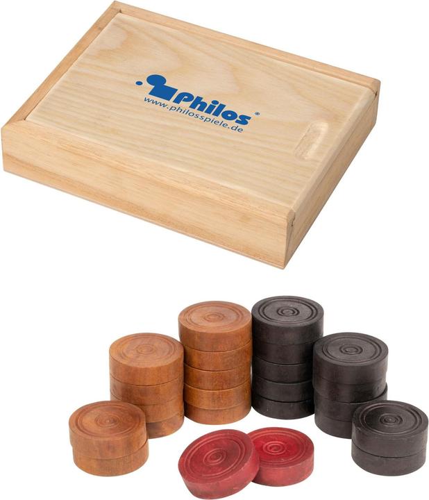 Image du produit Philos Pions Carrom Bulldog, dans une boîte en bois (Français, Italien, Allemand)