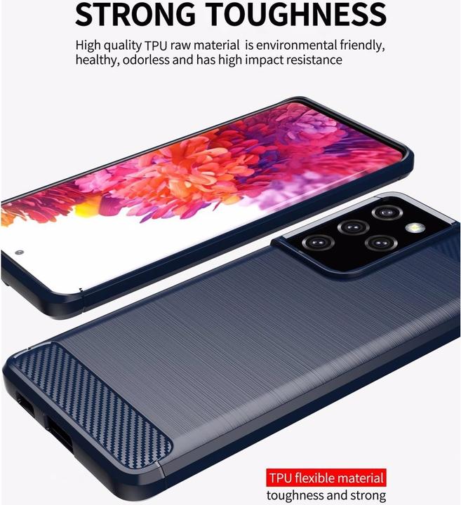 Produktbild Cadorabo TPU Ultra Slim carbon edelstahl Kombi Cover (Samsung Galaxy S21 Ultra)
