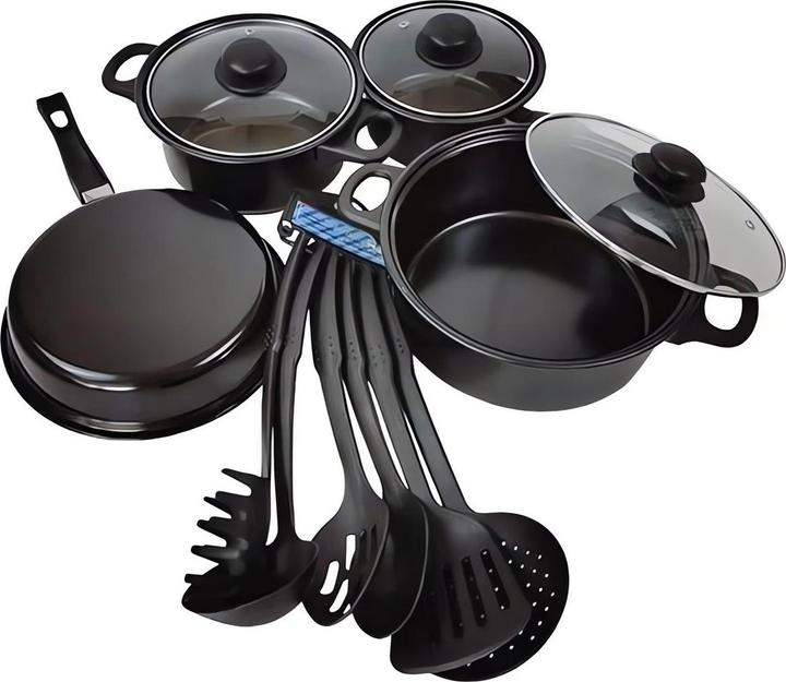Produktbild König Design Topfset Kochtopf Pfanne 16 18 20 cm | 13-tlg. Kochset Metall Antihaft 3 Deckel (Kochtopf)