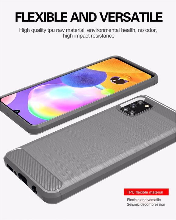 Produktbild Cadorabo TPU Ultra Slim carbon edelstahl Kombi Cover (Samsung Galaxy A31)