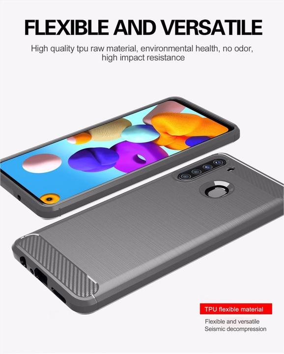 Image du produit Cadorabo TPU Ultra Slim carbon edelstahl Combi Cover (Samsung Galaxy A21)