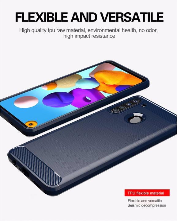 Produktbild Cadorabo TPU Ultra Slim carbon edelstahl Kombi Cover (Samsung Galaxy A21)