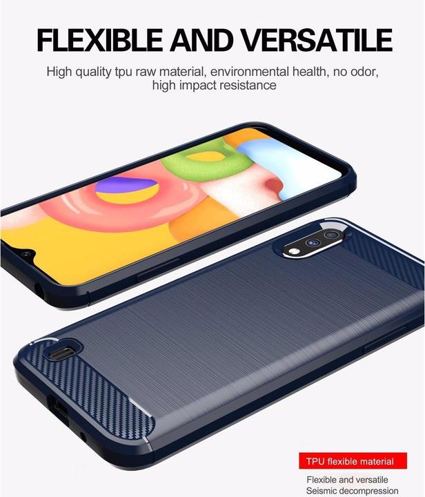 Image du produit Cadorabo TPU Ultra Slim carbon edelstahl Combi Cover (Samsung Galaxy A01)