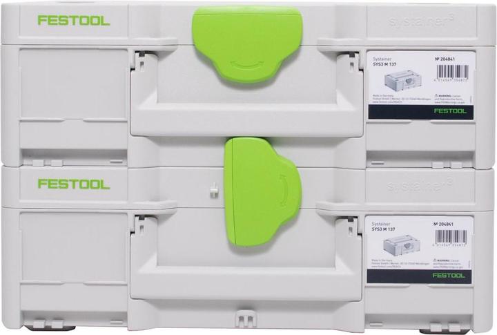 Image du produit Festool SYS3 M 137 Set de Coffrets Systainer 396 x 296 x 137 mm - 10,4 l (2x 204841)