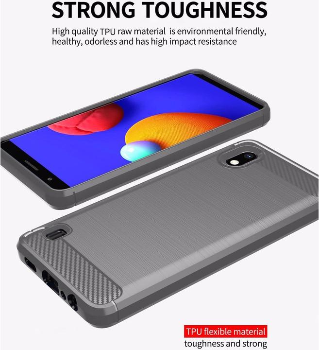 Immagine prodotto Cadorabo TPU Ultra sottile in acciaio inossidabile al carbonio Combi Cover (Samsung Galaxy A10, HTC One M10)