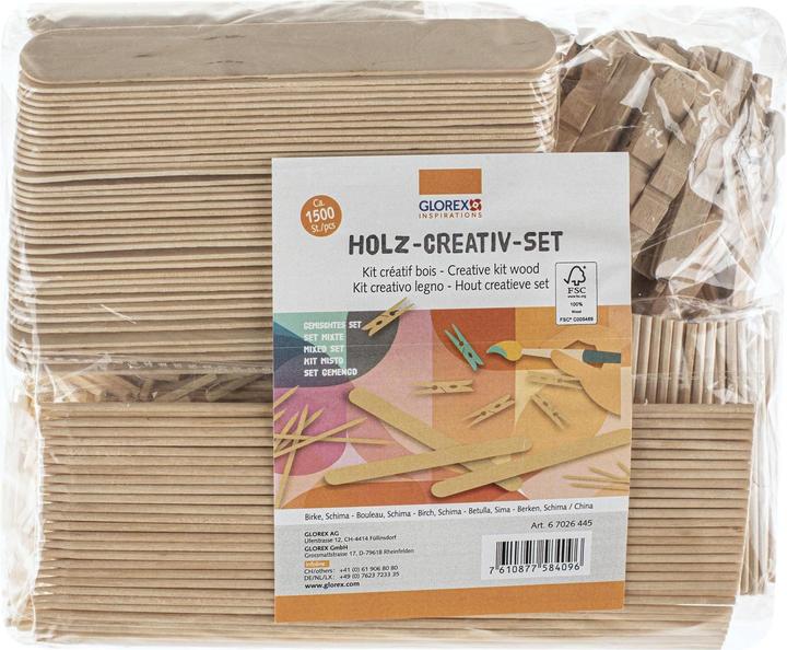 Produktbild Glorex Holzkleinteile Holz-Creativ-Set ca. 1500 Teile