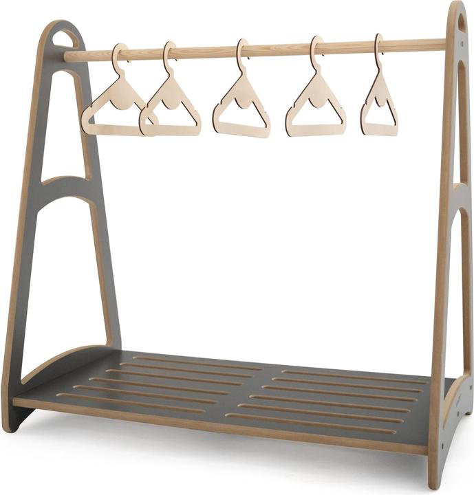 Produktbild Tupti.wood MINI Garderobe Kleiderschrank  Kleiderständer mit Holzbügel Grau