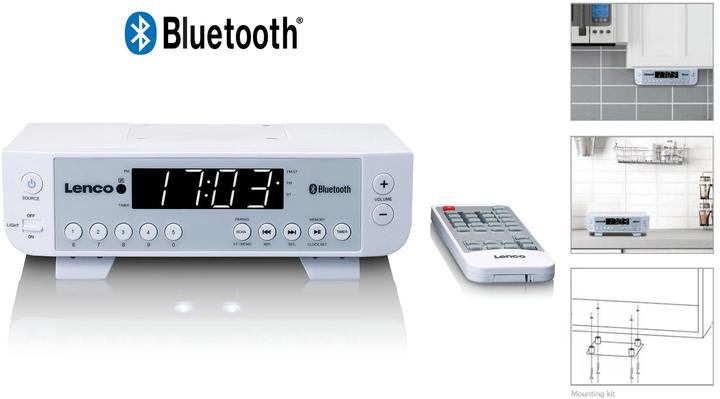 Image du produit Lenco KCR-100 Radio de cuisine FM Bluetooth® Blanc (FM, Bluetooth)