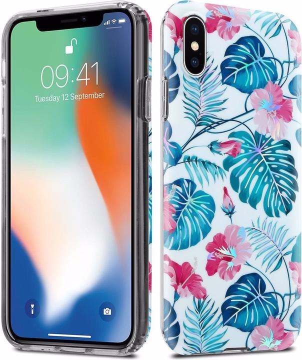 Actual product image Cadorabo IMD TPU Colorful Flowers & Leaves Cover (Apple iPhone X)