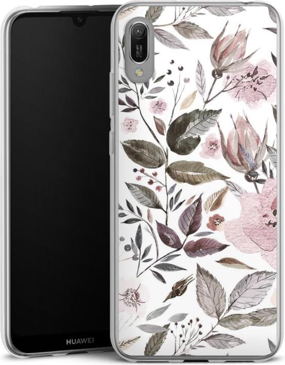 Produktbild DeinDesign Slim Case für Huawei Y6 (2019) Silikon Hülle Ultra Dünn Handyhülle Blumen Pastell Wasserfarbe (Huawei Y6 (2019))