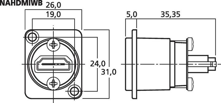 Actual product image Contrik HDMI (TM) 1.4 Durchfuehrung D-Serie