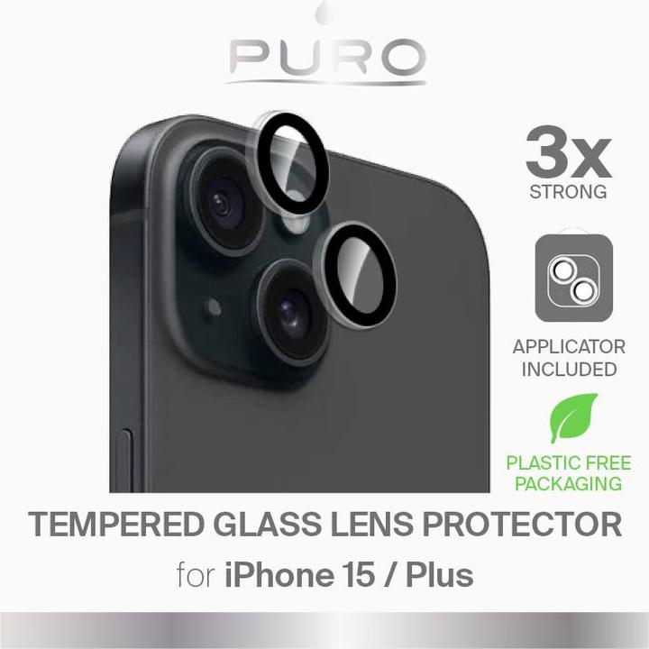 Image du produit Puro Verre trempé protecteur individuel pour les objectifs iPhone 15 et 15 Plus (1 pièce(s), Apple iPhone 15 Plus, Apple iPhone 15)