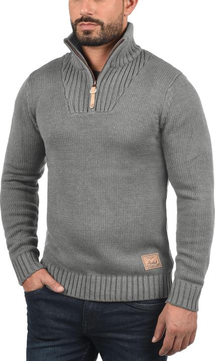 Actual product image Solid Petro Men's Jumper Chunky Knit Pullover Troyer With Zipper (M)
