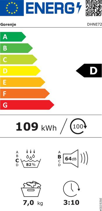 Energie-Label Gorenje Wärmepumpentrockner (7 kg, Rechts)
