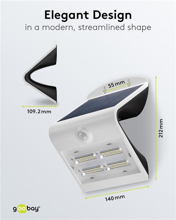 Image du produit Goobay Applique solaire à LED (400 lm, IP65)