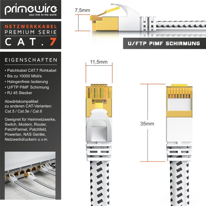 Actual product image Primewire CAT 7 network cable flat cotton jacket - LAN patch cable data cable - flat ribbon cable - (U/FTP, CAT7, 30 m)