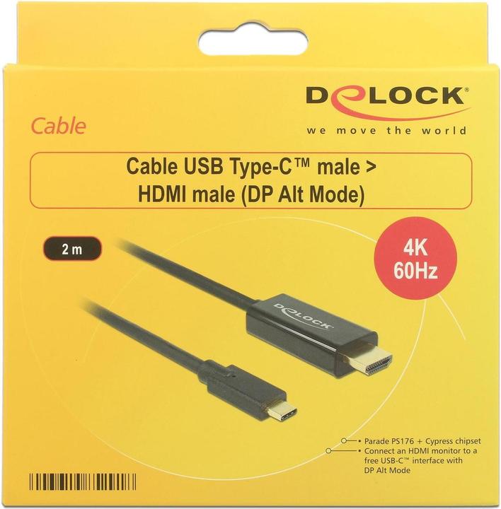 Produktbild Delock Thunderbolt 3| USB Typ C — HDMI (Typ A) (2 m, USB Typ C, HDMI)
