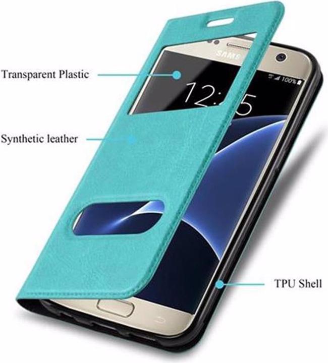 Actual product image Cadorabo Book with View double window cover (Samsung Galaxy S7)