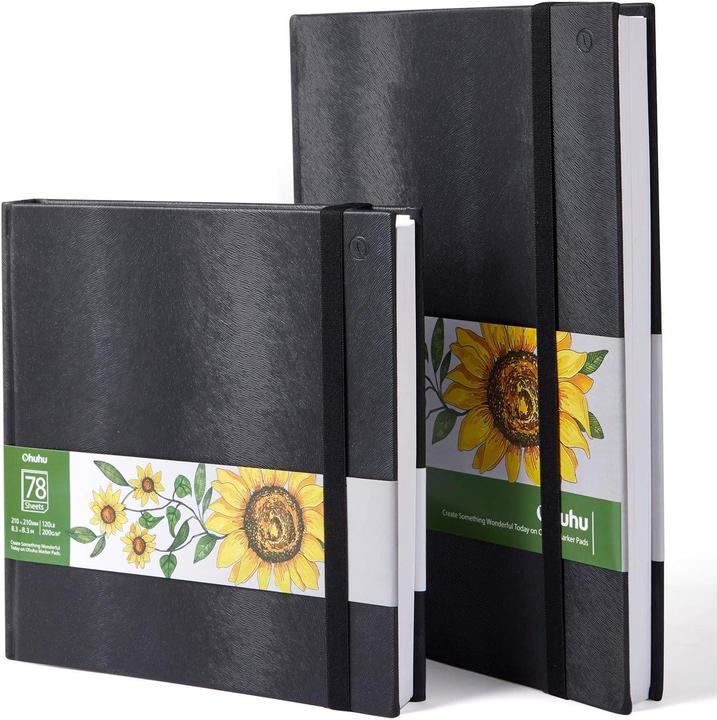 Produktbild Ohuhu Kunst-Skizzenbuch, 2er Pack, 70 Blatt (21 x 29.7 cm, 21 x 21 cm, Blanko, Weicher Einband)