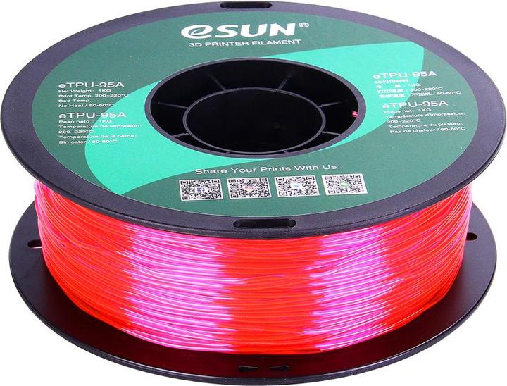 Actual product image eSUN eTPU-95A 1.75mm Tr. Pink 1kg 3D Filament (TPU, 1.75 mm, 1000 g, Pink)