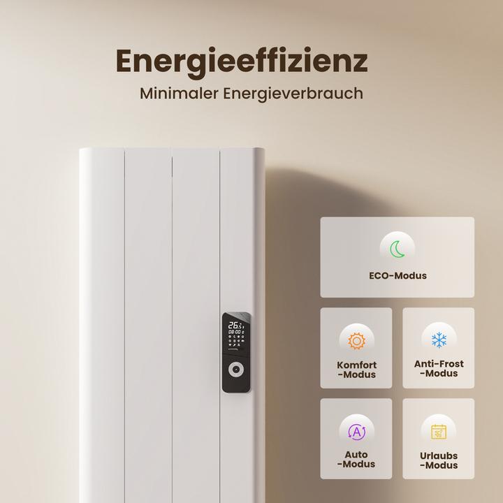 Produktbild Emke Elektro-Heizkörper 1000W LCD Display Timing Function Weiss (1000 W)