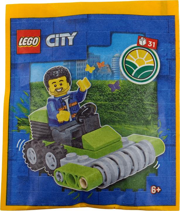 Produktbild LEGO Minifigur City Arbeiter Worker mit Rasenmaeher (952303, LEGO Technic)