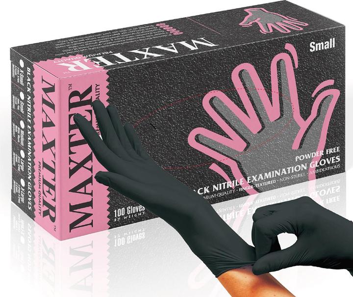 Produktbild No Name Puderfreie Nitrilhandschuhe MAXTER, 100 Stck, Gre XS, schwarz (XS)