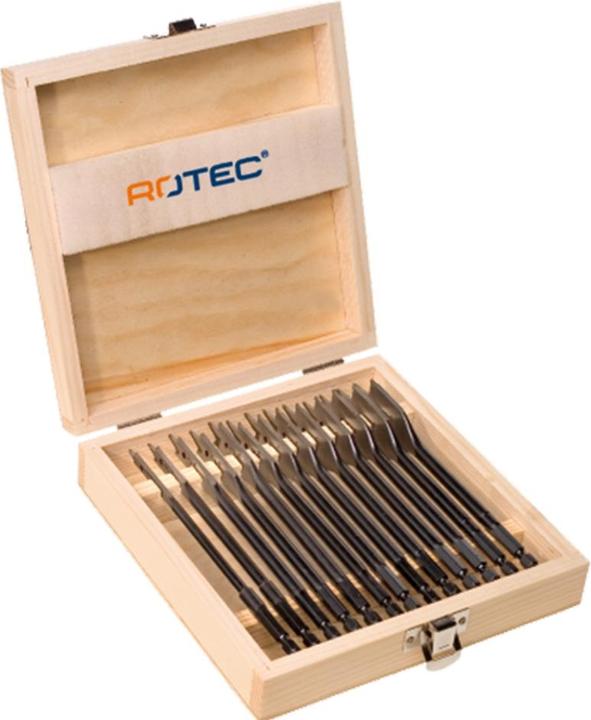 Rotec 900.1018 Schnellbohrer-Set 13-teilig im Holzkoffer (6, 8, 10, 12, 13, 14, 16, 18, 19, 20, 22, 24 and 25mm)