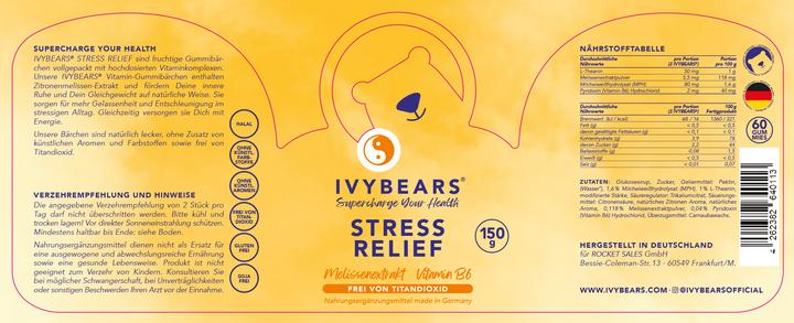 Nährwerte und Zutaten IVYBears Stress RELIEF 4 Pack (4 Stück, Gummies, 600 g)