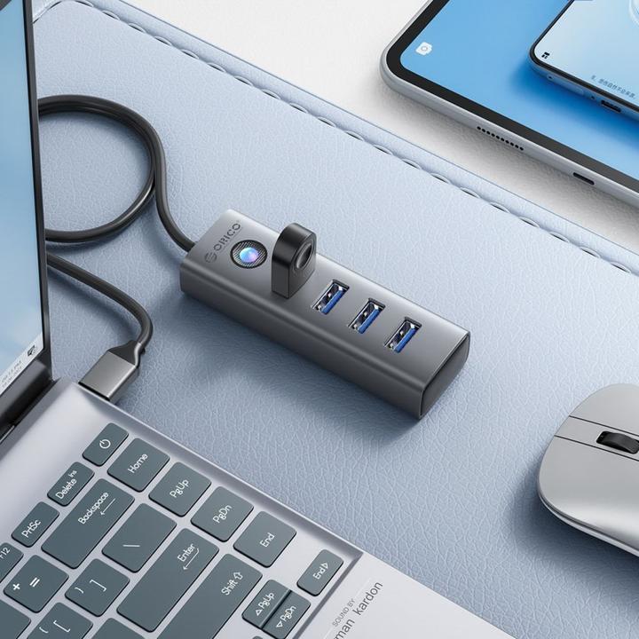 Produktbild Orico Converter Hub PDD4U-U3 4x USB-A 3.0 - gray (USB-A, 4 Ports)