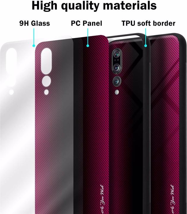 Actual product image Cadorabo TPU Striped Glass Cover (Huawei P20 Pro, Huawei P20 Plus)