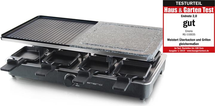 Image du produit Emerio Grill à raclette avec plaque en pierre, 8 personnes