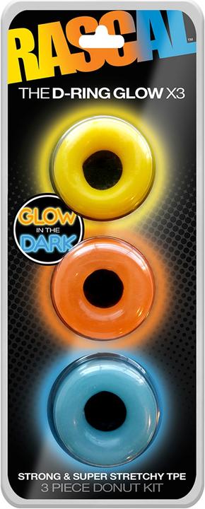 Actual product image Pipedream The D-Ring Glow - X3 - Glow in the dark (4.45 cm)