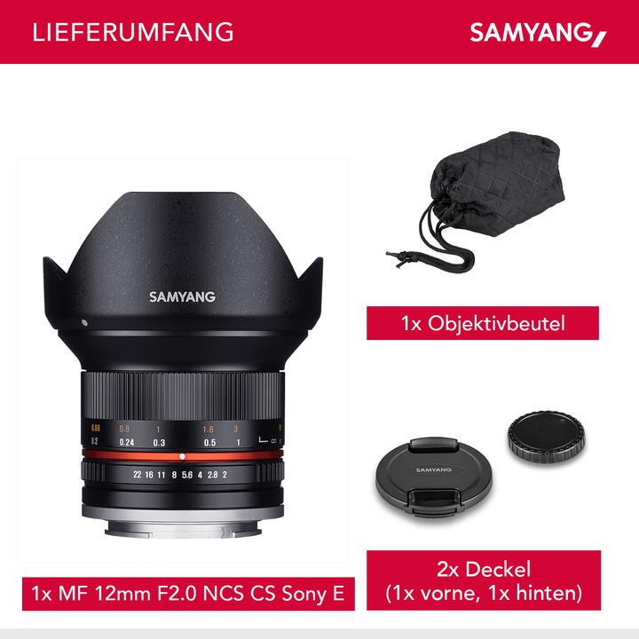 Produktbild Samyang 12mm f/2 NCS CS - Sony E (Sony E, APS-C / DX)