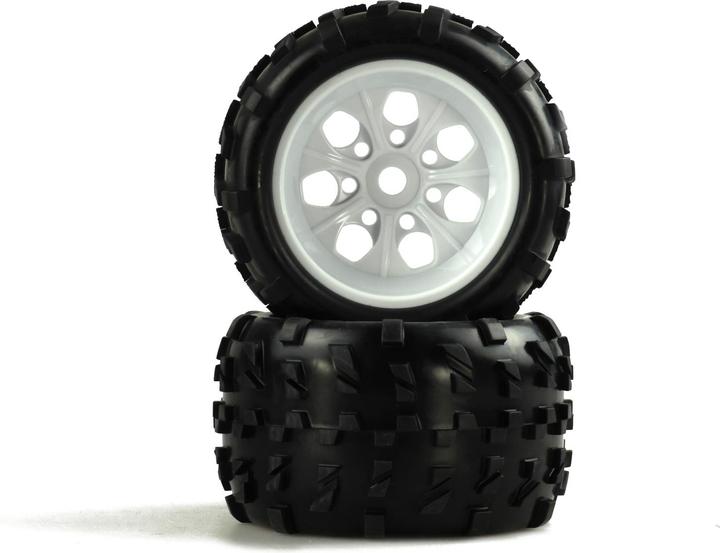 Actual product image Amewi Monster truck complete wheels 1:8 white rim, 2 pieces
