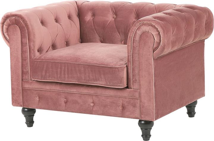 Produktbild Beliani Sofa Set Samtstoff rosa 4-Sitzer CHESTERFIELD (3-Sitzer)