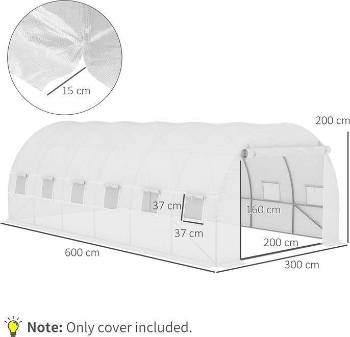 Produktbild Swisshandel24 Ersatzfolie 600x300x200 cm mit Fronttür, 12 Fenster reissfest Gewächshausfolie, Weiss