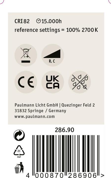 Productafbeelding Paulmann Drop (E14, 4.80 W, 470 lm, 1 x, F)