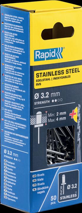 Produktbild Rapid Edelstahl Blindniete Ø 3,2 x 8 mm