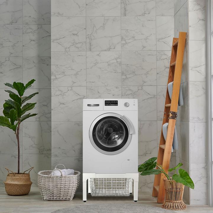 Image du produit Nedis Support pour lave-linge et sèche-linge | Panier en fil métallique | 200 kg | Blanc