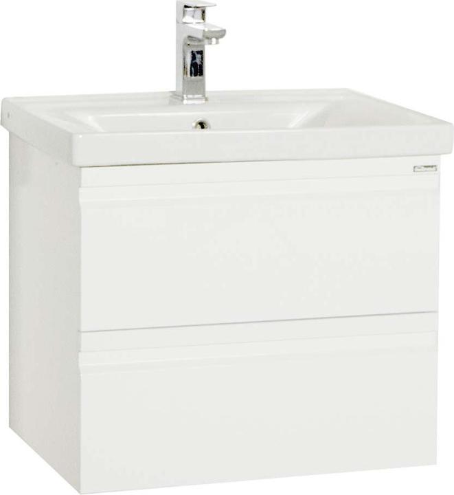 Produktbild VCM 2-tlg. Waschplatz Waschtisch 60 cm Badmöbel Set Waschbecken grifflose Schublade Silora L