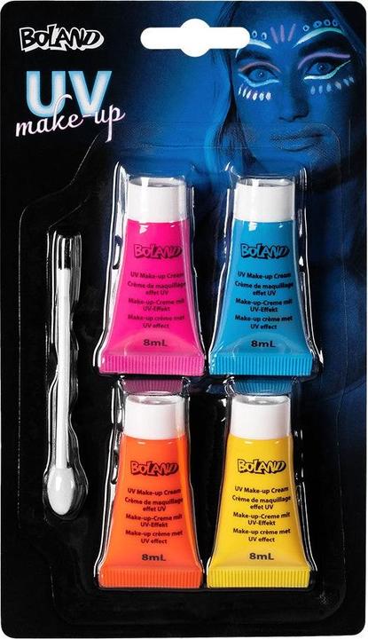Produktbild Boland Schminkset UV neon 4 Tubes Creme-Schminke auf Wasserbasiss, 1 Apllikator