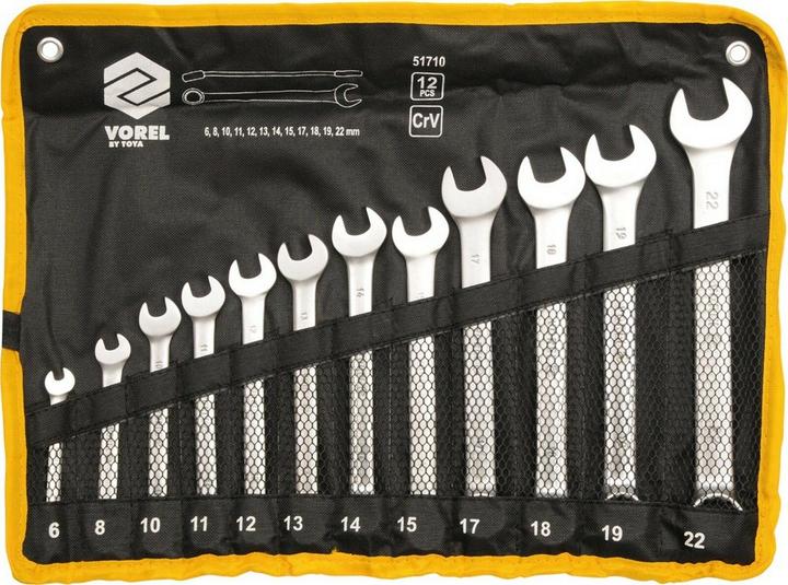 Toya Set di 12 prese 6 - 22 mm CrV (15 mm, 13 mm, 6 mm, 9 mm, 16 mm, 11 mm, 7 mm, 12 mm, 19 mm, 17 mm, 20 mm, 8 mm, 10 mm, 14 mm, 21 mm, 18 mm, 22 mm)