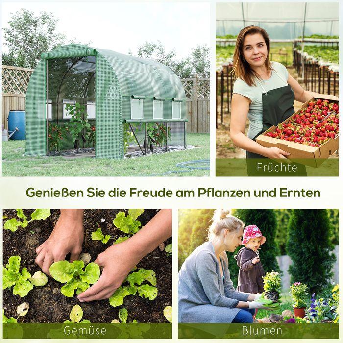 Produktbild Swisshandel24 Foliengewächshaus 2,95 x 2 x 2 m, 6 Fenster UV-Schutz Grün